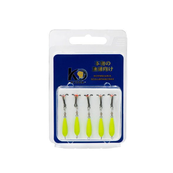 Мормышка Kyoda Черт с подвесным тройником, размер S, вес 0,8 гр салатовый 5 шт